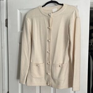 H&M Cream Pearl-Button Women's Cardigan